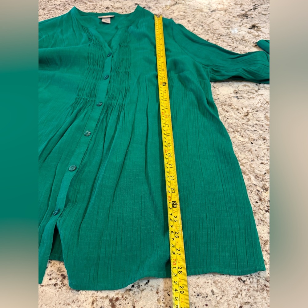 Catherines Green Button-Down Blouse - image 4